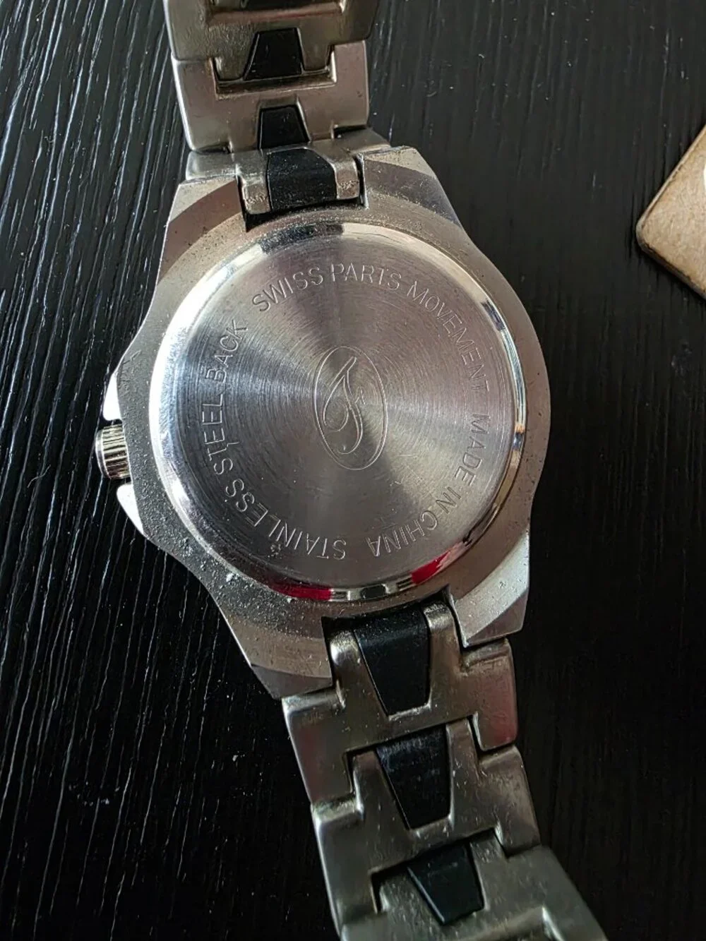 Item #W119 Fondini Black face 3 dial Watch.